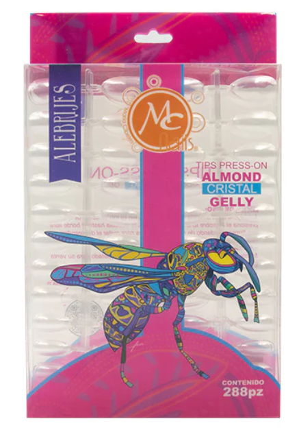 Tips Press On Almond Cristal Gelly 288 pz